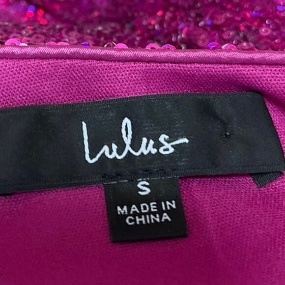 Lulus Pink Sequin One Shoulder Sparkly Shimmer Cutout Cocktail Mini Dress Size S - Picture 9 of 16